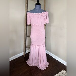 Simplee NWT Smocked Ruffle Hem Off Shoulder Boho Dress Size XL